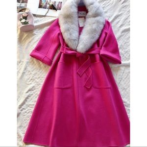 💯 Premium Cashmere Double Face Hot Pink Coat